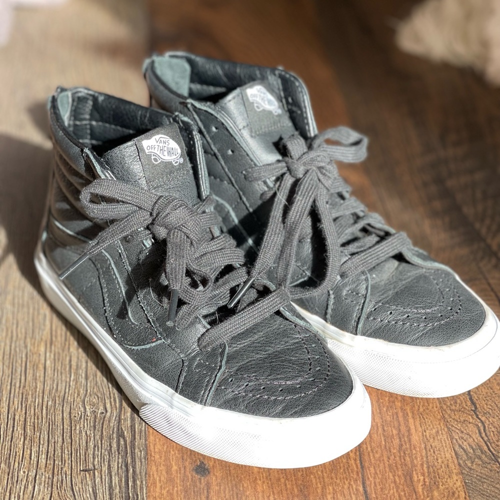 Black Leather Hi Top Vans
